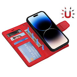 Etui en PU texture litchi, magnétique avec support pour votre iPhone 14 Pro - rouge