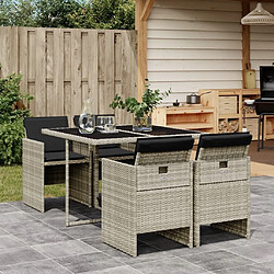 Maison Chic Ensemble à manger d'extérieur 5 pcs avec coussins,Salon de jardin,Mobilier de jardin gris clair rotin -GKD230839