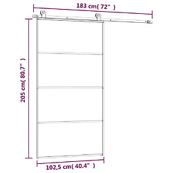 vidaXL Porte coulissante et kit de quincaillerie 102,5x205cm Verre ESG pas cher