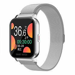 Hommes Femmes Montre Intelligente Montre-Bracelet De Sport Multifonctionnelle Compatible Pour Ios Android Silver_Steel Ceinture