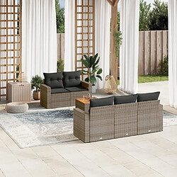 Maison Chic Salon de jardin 6 pcs avec coussins | Ensemble de Table et chaises | Mobilier d'Extérieur gris résine tressée -GKD72958