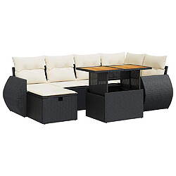 vidaXL Salon de jardin avec coussins 8 pcs noir résine tressée acacia