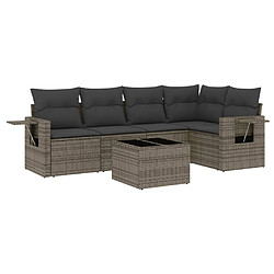 Maison Chic Salon de jardin 6 pcs avec coussins | Ensemble de Table et chaises | Mobilier d'Extérieur gris résine tressée -GKD68975