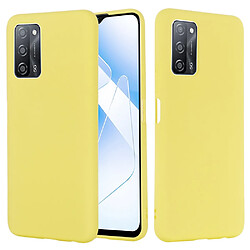 Coque en silicone Liquide de couleur unie avec sangle souple jaune pour votre Oppo A55 5G/A54 4G