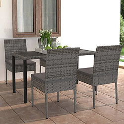 Salle à manger de jardin 5 pcs,Table et chaise à dîner Résine tressée Gris -MN76303