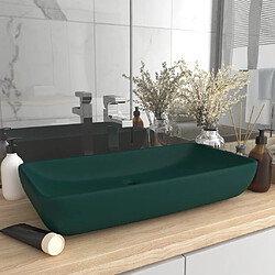 vidaXL Lavabo de luxe rectangulaire Vert foncé mat 71x38 cm Céramique