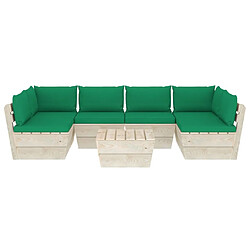 Avis Maison Chic Salon de jardin palette 7 pcs avec coussins - Table et chaises d'extérieur - Mobilier/Meubles de jardin Moderne épicéa imprégné -MN43251