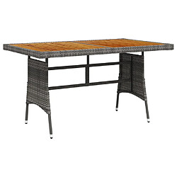 vidaXL Table de jardin Gris 130x70x72 cm Résine tressée et acacia