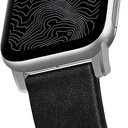 Nomad Bracelet Cuir Horween pour Apple Watch 42-44-45mm Noir / Argent pas cher