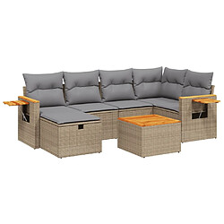 vidaXL Salon de jardin avec coussins 7pcs mélange beige résine tressée