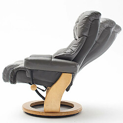 Acheter Inside 75 Fauteuil relax CLAIRAC XL assise en cuir nougat pied en bois naturel avec repose pied