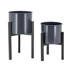 Aubry Gaspard Cache-pots en métal noir Graph (Lot de 2).