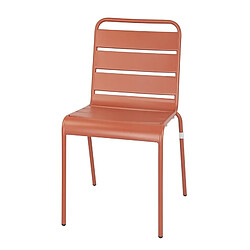 Chaise à Lattes en Acier Couleur Terracotta - Lot de 4 - Bolero