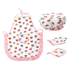 Acheter 4 Pièces Enfant Chef Rôle Faire Semblant Jouer Jouet Chapeau Tablier Pot Pad Ensemble Motif De Gâteau