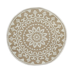 Aubry Gaspard Tapis d'extérieur rond en polypropylène D150 cm Mandala - Beige.