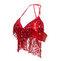 Avis Costume De Danse Du Ventre Soutien-Gorge Dos Nu Top Paillettes Tenues De Performance Rouge