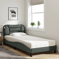 Avis Vidaxl Lit avec matelas gris foncé 90x200 cm tissu