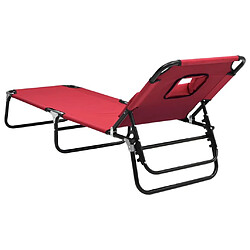 Maison Chic Chaise longue | Transat Bain de soleil pliante rouge tissu oxford acier enduit de poudre -GKD82868 pas cher