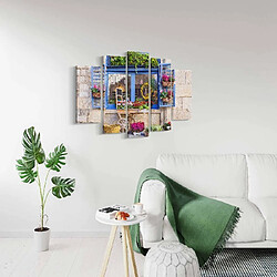 HOMEMANIA Tableau Fenêtre - 5 pièces - Villes et paysages - par salon, pièce - Multicouleur en Polyester, Bois, 100 x 3 x 60 cm