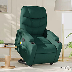 vidaXL Fauteuil inclinable de massage Vert foncé Tissu