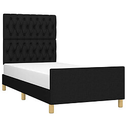 Avis Maison Chic Lit adulte - Cadre Structure de lit avec tête de lit Contemporain Noir 90x200 cm Tissu -MN71992