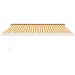 Avis Maison Chic Store banne | Auvent rétractable de porte | Marquise Brise-soleil jaune et blanc 3,5x2,5 m tissu et aluminium -GKD64023