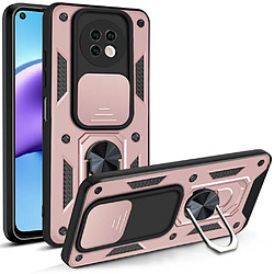 Coque en TPU antichoc, souple avec béquille en anneau et glissière pour appareil photo or rose pour votre Xiaomi Redmi Note 9T 5G/Redmi Note 9 5G