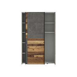 Acheter Armoire de chambre multifonctions - Panneaux de particules - Bois et beton gris - 2 portes - Campagne - L 120 x P 41,6 x H 190,5