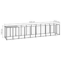 Helloshop26 Chenil extérieur cage enclos parc animaux chien 6,05 m² 110 cm acier noir 02_0000546 pas cher