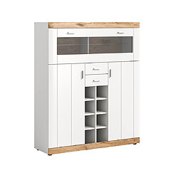 Bestmobilier Coventry - buffet haut - blanc et bois - 142 cm Coventry - buffet haut - blanc et bois - 142 cm - Bois / Blanc