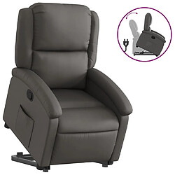 Maison Chic Fauteuil Relax pour salon, Fauteuil inclinable gris cuir véritable -GKD92639