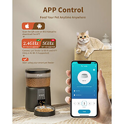 BALIMO 4L Distributeur Croquettes Chat Automatique, 2.4G WiFi Distributeur Croquettes Chat &amp; Chien, Connecté App, Enregistrement Vocal 10S, 1-10 Repas par Jour Noir