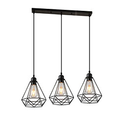 Stoex Suspension Cage forme Diamant Contemporain Lampe Plafonnier Corde Ajustable Luminaire Lustre pour Cuisine Couloir