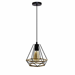 STOEX Suspension Industrielle en forme Diamant Vintage,Rétro Lustre Abat-jour Luminaire Corde de Chanvre Ajustable E27 Noir