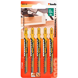 5 Lames de scies sauteuses, pour le travail du bois, HCS Queue à simple accroche, paquet PRO KWB