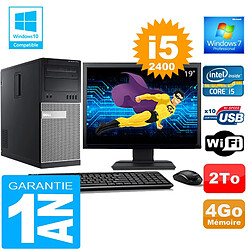 PC Tour DELL 7010 Core I5-2400 Ram 4Go Disque 2 To Wifi W7 Ecran 19" - Occasion