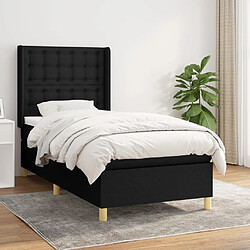 Maison Chic Lit adulte- Lit + matelas,Sommier à lattes de lit avec matelas Noir 90x190 cm Tissu -GKD24565