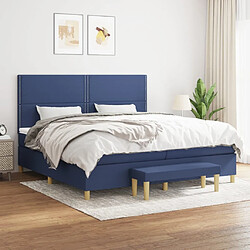 Maison Chic Structures de lit + matelas,Lit à sommier tapissier avec matelas Bleu 200x200 cm Tissu -MN95103