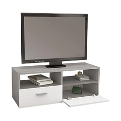 ML-Design Meuble bas TV en agglomeré MDF buffet blanc / gris matériel montage 95x36x35 cm pas cher