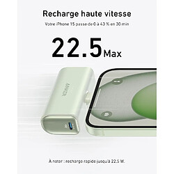 SANAG Nano Powerbank, 5000 Mah Powerbank 22,5 W, Connecteur Usb-C Pliable Intégré, Compatible Avec Iphone 15, Samsung S22/23, Série Note20/10, Huawei, Ipad Pro/Air, Airpods Et Plus Encore. (Vert)