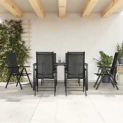 Maison Chic Ensemble de salle à manger de jardin 7 pcs,Table et chaises d'extérieur noir aluminium -GKD645908