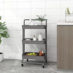 Maison Chic Desserte de cuisine | Chariot de cuisine | Meuble de rangement roulant 3 niveaux Gris 42x35x85 cm Fer et ABS -GKD62400