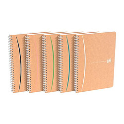 Cahier recyclé spirale Oxford Touareg A5 14,8 x 21 cm petits carreaux 100 pages - Lot de 5