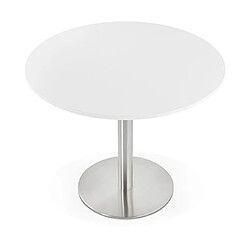 Avis Mes Table à manger ronde 90 cm en bois blanc et pied en acier - BAHIA