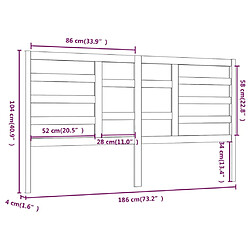 vidaXL Tête de lit Marron miel 186x4x104 cm Bois massif de pin pas cher