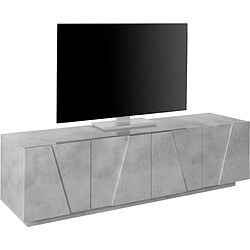 Alter Meuble TV de salon, Made in Italy, Meuble TV avec 4 portes avec détail, 162x44h46 cm, Couleur gris ciment