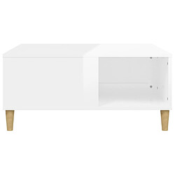 Maison Chic Table basse,Table Console Table d'appoint, Table pour salon blanc brillant 80x80x36,5 cm bois d'ingénierie -MN74392 pas cher