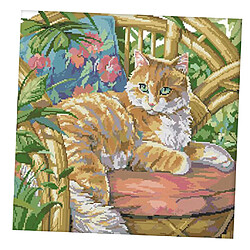 Artisanat Estampillé Kit De Point De Croix-chat Chat Sur Chaise 14CT pas cher