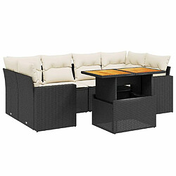 Maison Chic Ensemble Tables et chaises d'extérieur 7pcs avec coussins,Salon de jardin noir résine tressée -GKD284967