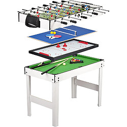 Leomark Table 4 jeux en 1 - billard, babyfoot, hockey de table et ping-pong